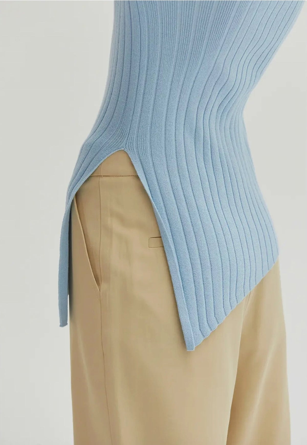 Danielle Rib Knit Asymmetric Hem Top image 1
