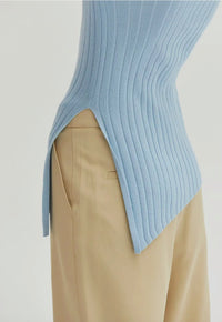 Danielle Rib Knit Asymmetric Hem Top image 1
