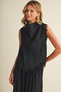 The Lace-Trim Cowl Blouse