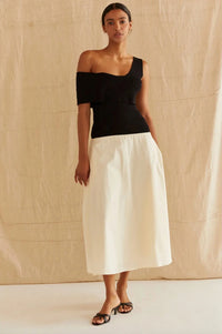 Ariana Contrast One Shoulder Midi Dress image 0