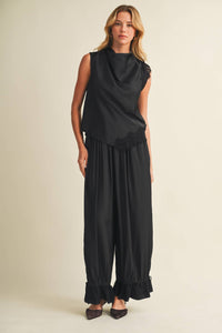 The Lace-Trim Cowl Blouse