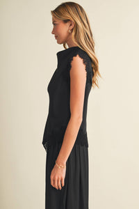 The Lace-Trim Cowl Blouse
