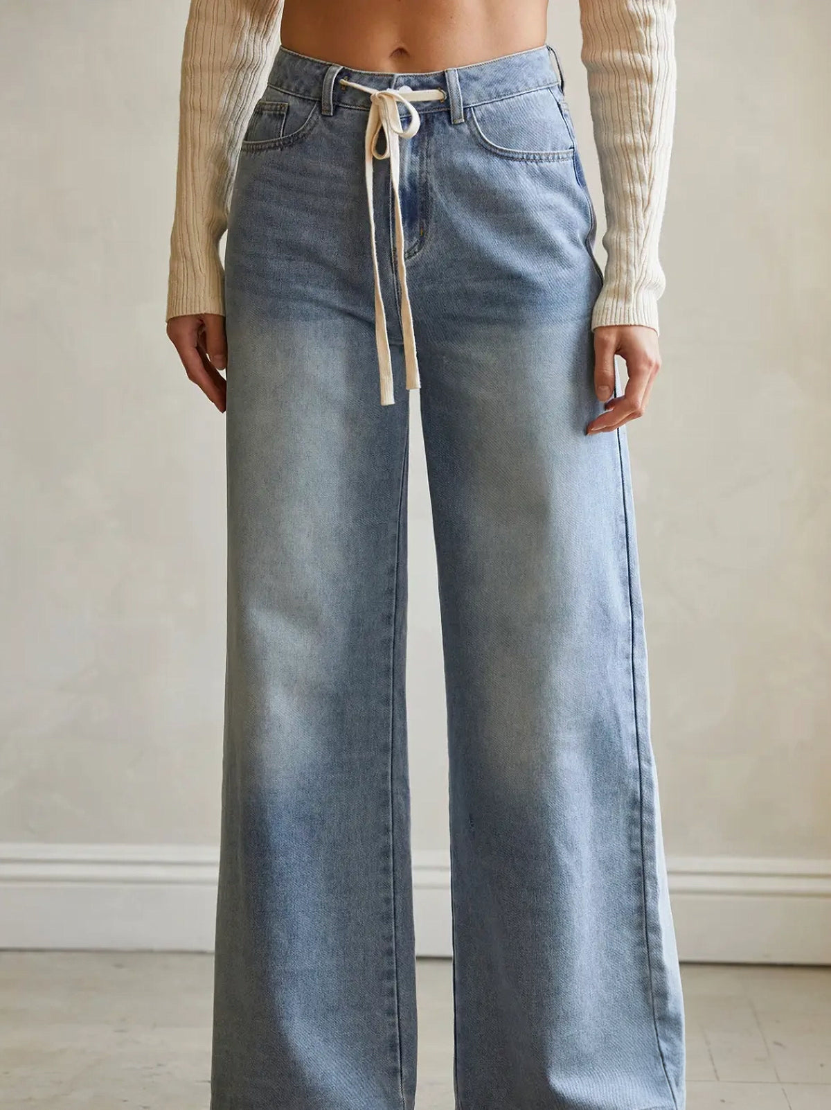 Erin Front Tie Denim Pants image 1