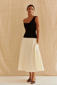 Ariana Contrast One Shoulder Midi Dress image 1