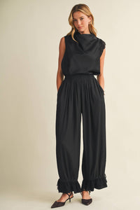 The Lace-Trim Cowl Blouse