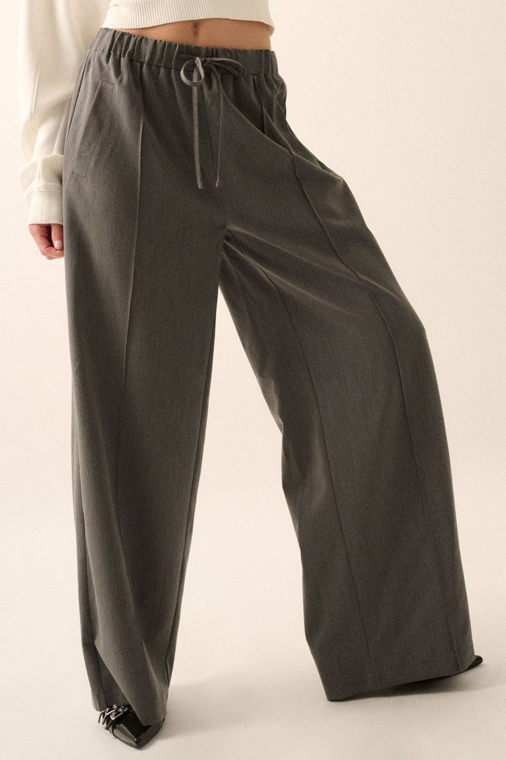 The Wide-Leg Pintuck Drawstring Pants