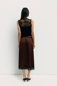 The Satin Lace Midi Skirt