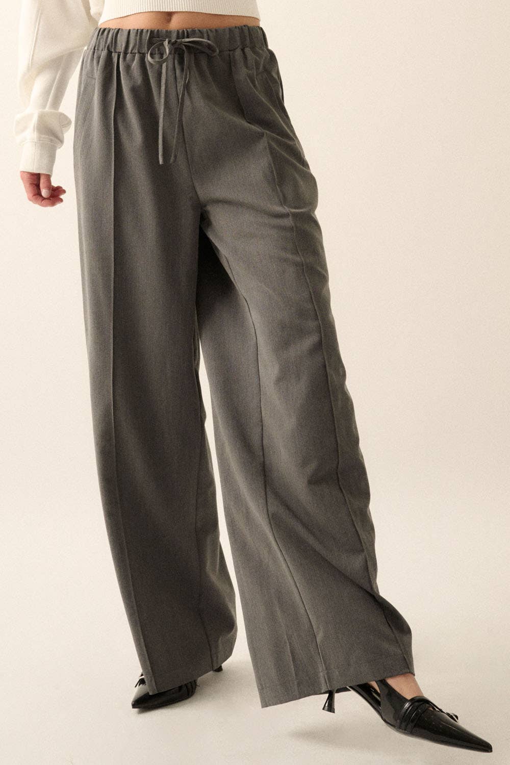 The Wide-Leg Pintuck Drawstring Pants