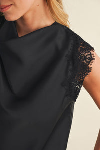 The Lace-Trim Cowl Blouse