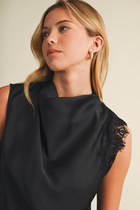 The Lace-Trim Cowl Blouse