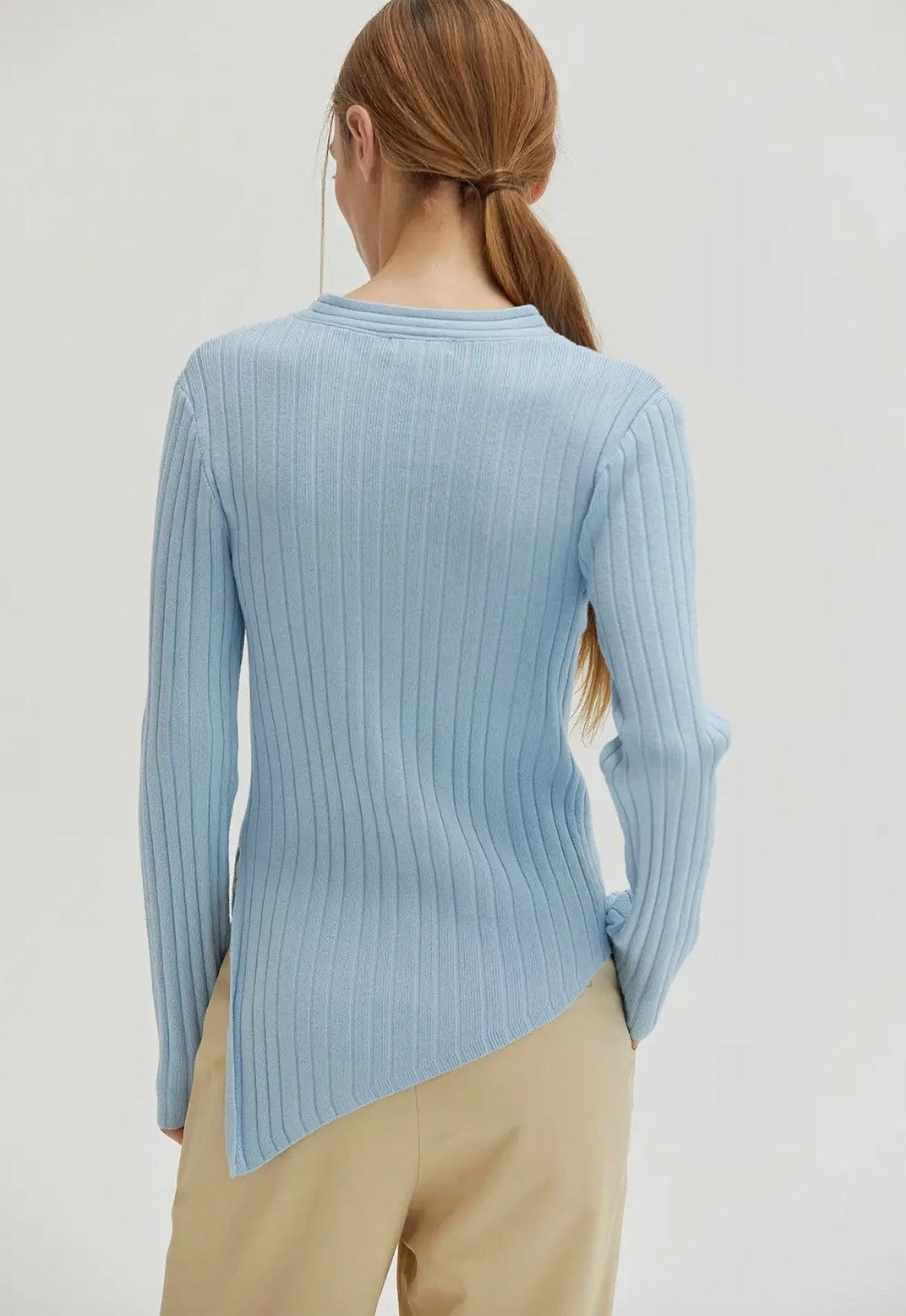 Danielle Rib Knit Asymmetric Hem Top image 3